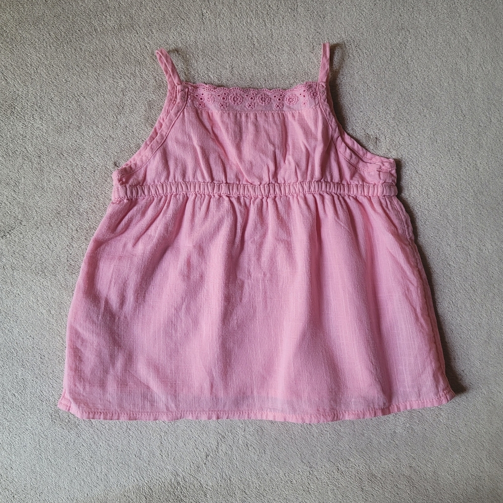 Old Navy Girl Pink Embroidered Loose Fit Tank Top Size 18-24 Months (27-30lbs.) - Picture 2 of 2